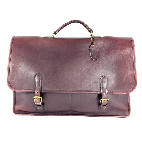 COACH Burgundy Leather Briefcase Mahogany Wall Street Made...